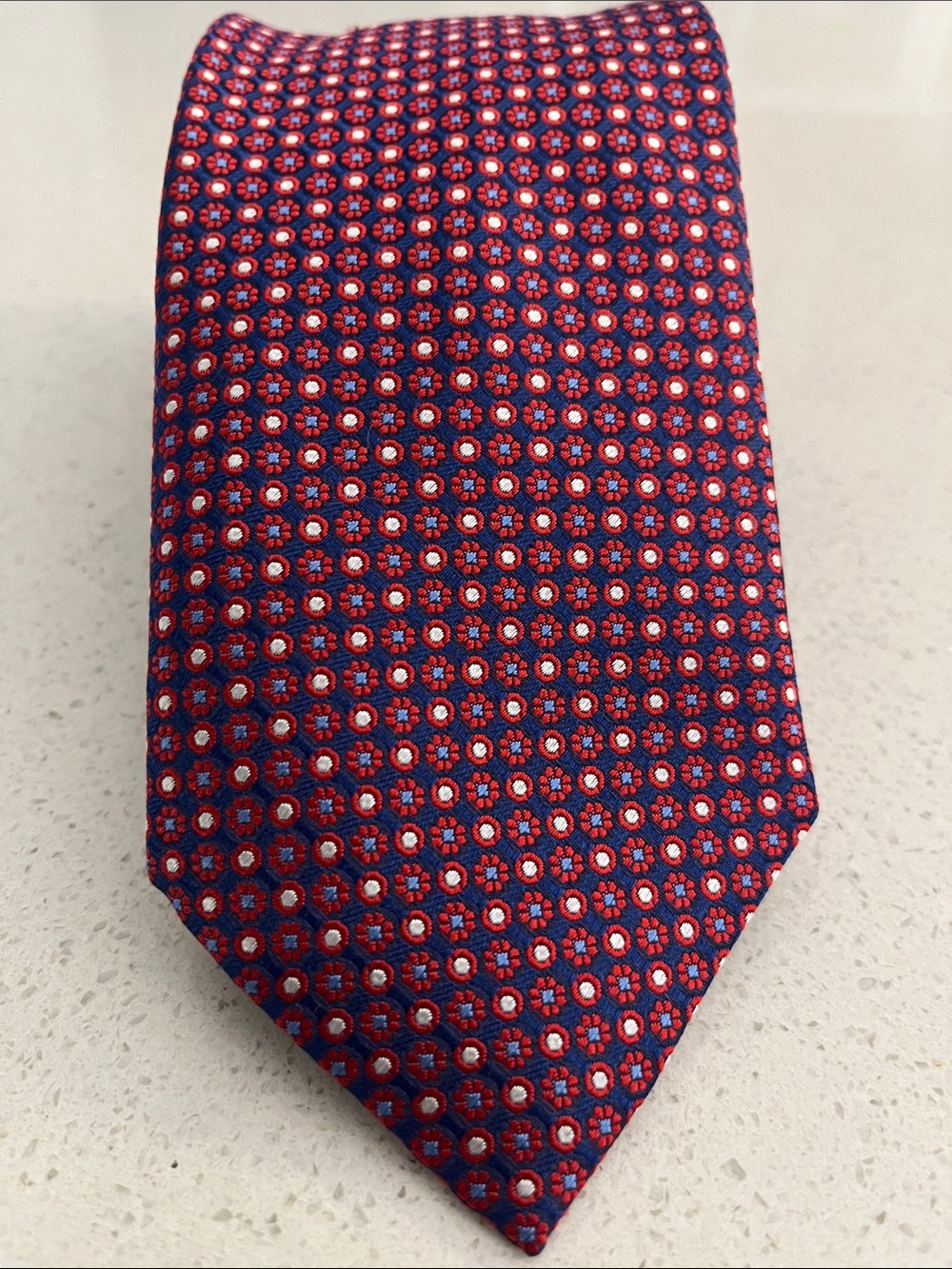 Canali Red and Blue Micro-Pattern Silk Tie